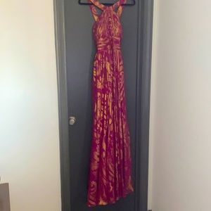 Aidan Mattox purple and gold metallic dress